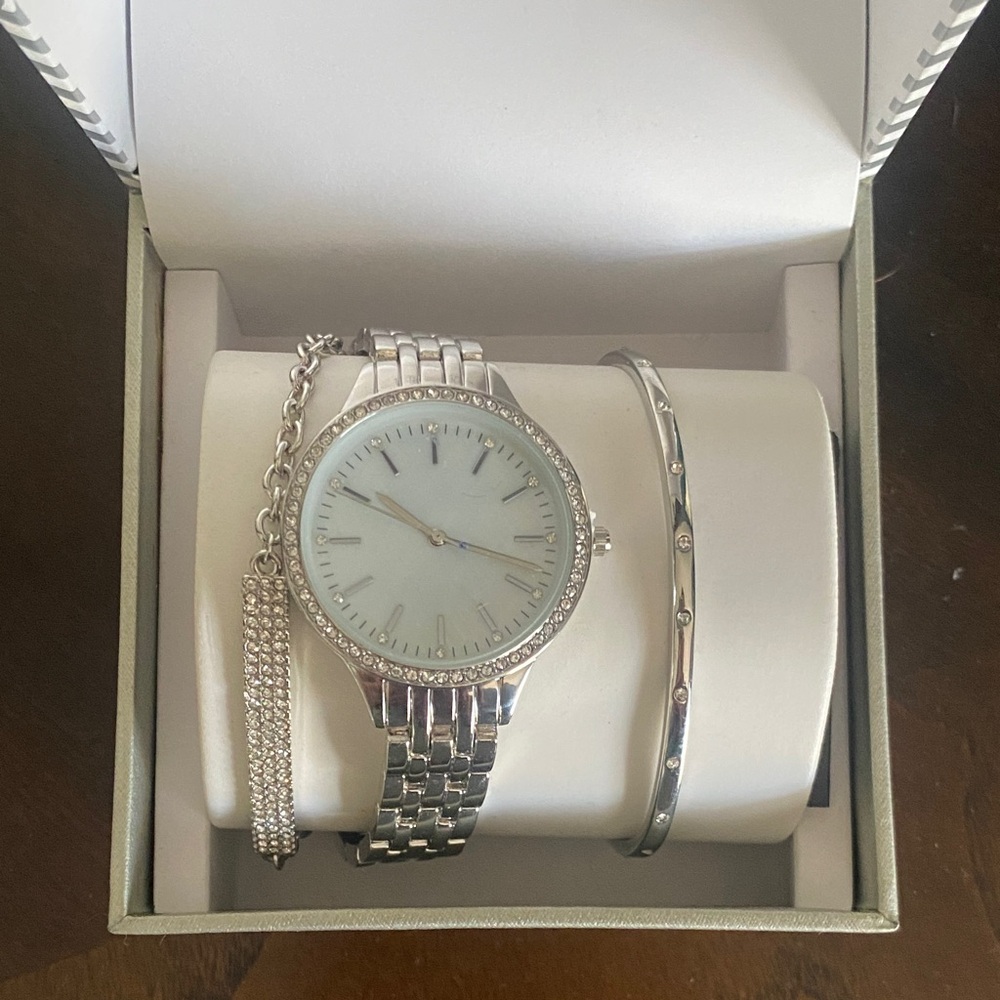 Sparkling INC watch and bracelet set